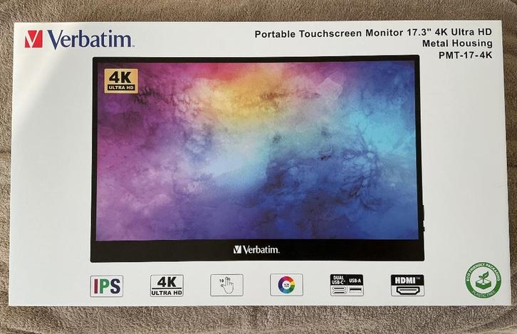 Verbatim portable touchscreen monitor 17,3 inch 4K ultra-HD, Computers en Software, Monitoren, Zo goed als nieuw, 60 Hz of minder