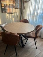 Ronde Eettafel Kwantum met 4 eetstoelen van de leenbakker, Ophalen, Gebruikt, 4 tot 6 stoelen