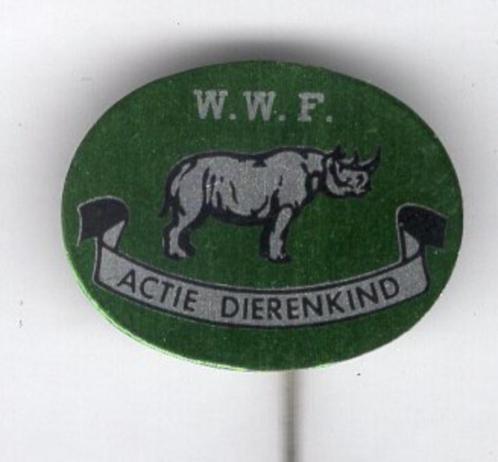 W.W.F. actie dierenkind blik speldje ( N_063 ), Verzamelen, Speldjes, Pins en Buttons, Zo goed als nieuw, Speldje of Pin, Dier of Natuur