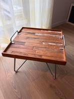 Bijzettafeltje en dienblad van gerecycled teak, Huis en Inrichting, Ophalen, Gebruikt, 50 tot 100 cm, 50 tot 100 cm