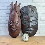 Afrikaanse Houtgesneden Maskers - Set van 2, Ophalen of Verzenden