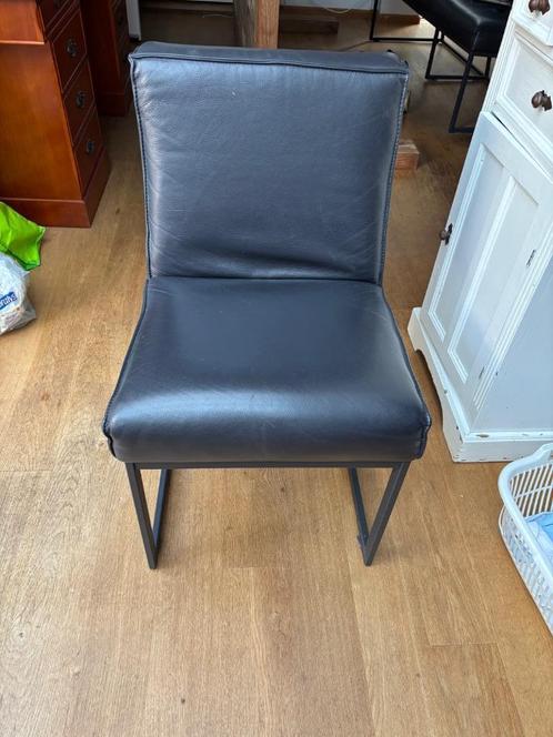 Vier geweldige leren eetkamer stoelen, Huis en Inrichting, Stoelen, Zo goed als nieuw, Vier, Leer, Zwart, Ophalen