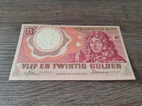 Vrijwel UNC biljet 25 gulden Huygens, 1955, Postzegels en Munten, Bankbiljetten | Nederland, 25 gulden, Ophalen of Verzenden