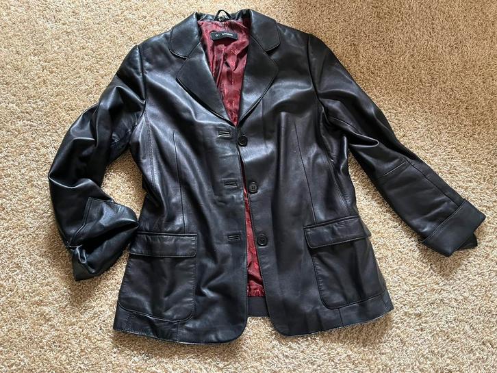 Oakwood blazer/jasje zwart leer mt. 42 (44), Kleding | Dames, Jasjes, Kostuums en Pakken, Zo goed als nieuw, Jasje, Maat 42/44 (L)