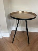 Bijzettafel zwart/goud, Minder dan 55 cm, Metaal of Aluminium, Rond, Zo goed als nieuw