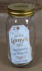 NIEUW GLAZEN POT VOOR WENSEN MET WENS HARTJES, Verzenden, Nieuw, Overige typen, Geboorte of Huwelijk