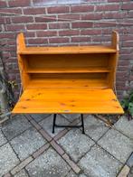 Vintage Hangend Grenen Secretaire - Klein Bureau, Gebruikt, Met klep(pen), Grenenhout, 25 tot 50 cm