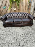 Chesterfield bank, Driepersoons, Ophalen of Verzenden, Zo goed als nieuw, Rechte bank