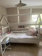 Bed huisje, Ophalen, 90 cm, Eenpersoons, Wit