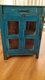 Vintage blauwe kast met glazen deuren, Ophalen
