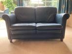 blauw echt leren bankstel - 2 zits bank en 2 fauteuils, Ophalen, Gebruikt, Klassiek, Tweepersoons