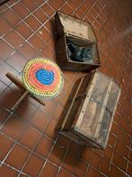 Vintage Kruk met Metalen Poot & Gehaakte Hoes, Ophalen of Verzenden