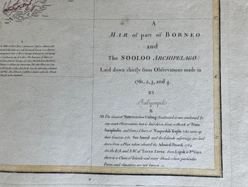 Antieke, ingekleurde gravure 18e eeuw Borneo Dalrymple beschikbaar voor biedingen