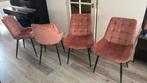 Stoelen eetkamerstoelen roze fluweel, Huis en Inrichting, Stoelen, Ophalen, Zo goed als nieuw, Overige kleuren