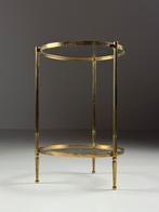 Vintage bijzettafel goud glas, Antiek en Kunst, Ophalen