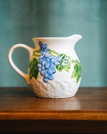 Vintage karaf druiven antiek retro waterkan servies frans beschikbaar voor biedingen