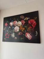 Schilderij bloemen op dik hout stilleven 140 x 100, Ophalen of Verzenden, 125 cm of meer, Schilderij, 75 cm of meer