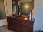 Koloniaal dressoir met antieke spiegel, Ophalen, Gebruikt, Met deur(en), Glas