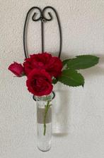 BLOEMENHANGER METAAL MET GLAZEN BUSJE NIEUW, Overige materialen, ---, -, Zwart