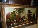 *Grote prachtige gesigneerde schilderij met zéér mooie kader, Antiek en Kunst, Kunst | Schilderijen | Klassiek, Ophalen