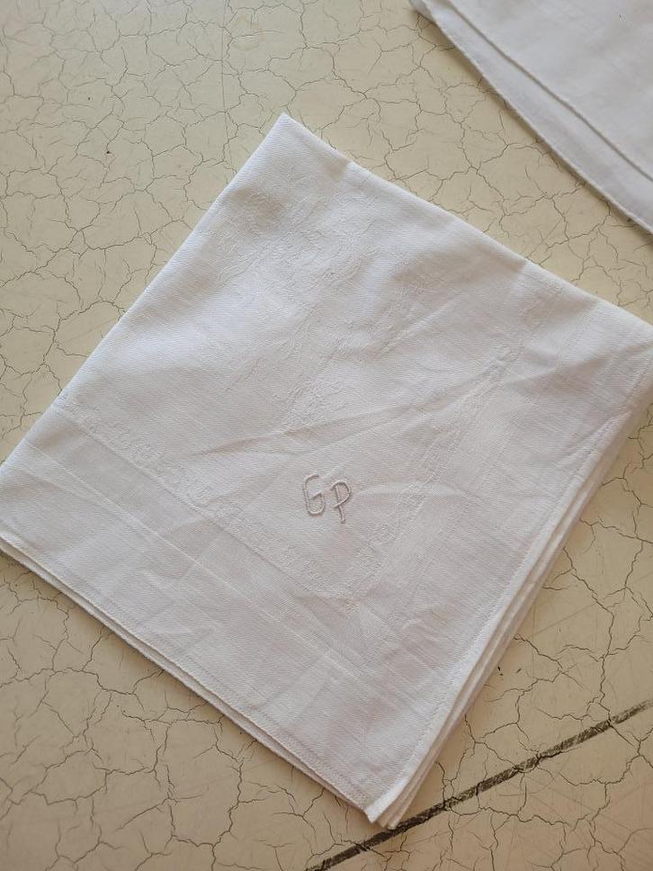 Vintage heren zakdoek met monogram foto 1 en 2, Antiek en Kunst, Curiosa en Brocante, Ophalen of Verzenden
