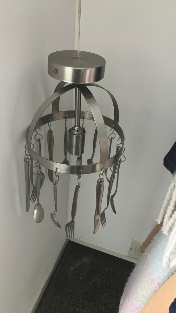 Besteklamp met verzilverd bestek, Ophalen of Verzenden, Gebruikt, Minder dan 50 cm