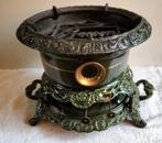 Prachtig mooi 3- pits petroleumstel in donkergroen met bies, Antiek en Kunst, Antiek | Emaille, Ophalen of Verzenden