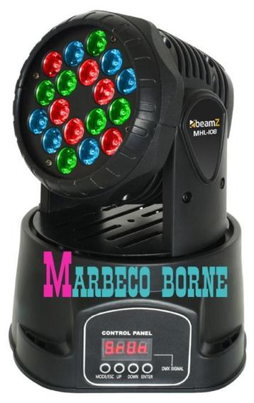 Moving head LED 12-Kanaals,licht effect Wash 18x3W DMX Aktie beschikbaar voor biedingen
