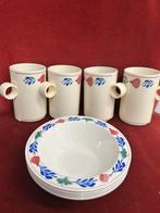 Set van 4 mepal boerenbont koffiebeker en toetje schaaltjes, Huis en Inrichting, Keuken | Servies, Div, Ophalen of Verzenden, Div