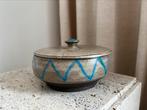 Aardewerk vintage dekselpot bonbonierre beige blauw, Antiek en Kunst, Antiek | Keramiek en Aardewerk, Ophalen of Verzenden