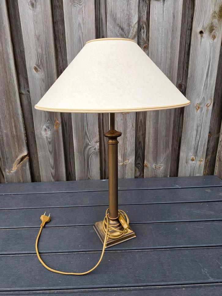 Koperkleurige Schemerlamp, Huis en Inrichting, Lampen | Vloerlampen, Gebruikt, Minder dan 100 cm, Metaal, Stof, Ophalen