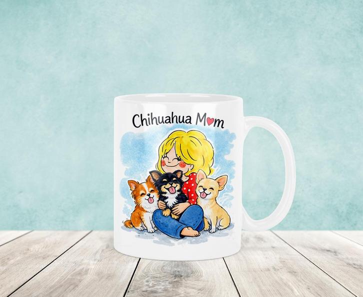 Chihuahua Mom Mok - Blond Stijl, Huis en Inrichting, Keuken | Servies, Nieuw, Kop(pen) en/of Schotel(s), Blond Amsterdam, Keramiek