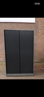 Hoge roldeurkast grijs/zwart 195 x 120 x 47 cm archiefkast, Ophalen, Gebruikt, 100 tot 150 cm, Metaal