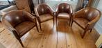 Vintage fauteuils 4 stuks, Huis en Inrichting, Ophalen, Gebruikt, 50 tot 75 cm, Leer