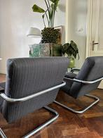 Set vintage buisframe fauteuils, Huis en Inrichting, Minder dan 75 cm, Gebruikt, Ophalen of Verzenden, Metaal