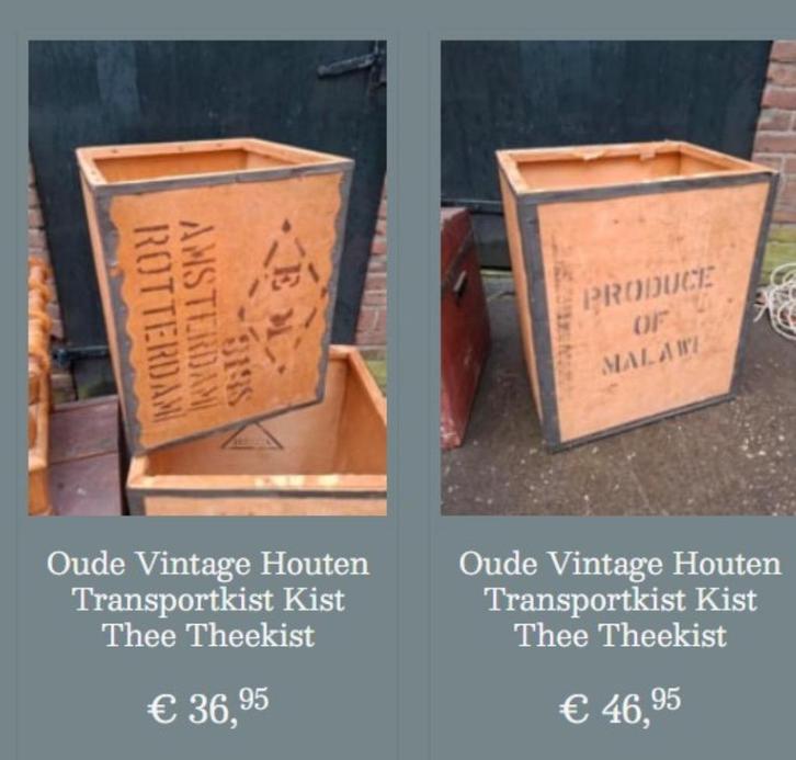 Oude vintage transportkist kist thee theekist, Huis en Inrichting, Woonaccessoires | Kisten, Gebruikt, Minder dan 50 cm, Minder dan 50 cm