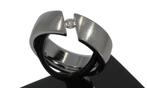 Edelstalen design unisex ring grote diamant solitair fraai