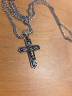Zilveren ketting met gouden kruis corpus, Ophalen of Verzenden, Zo goed als nieuw, Goud, Goud