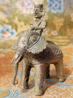 Olifant met berijder mooi antiek brons beeldje uit India., Ophalen of Verzenden