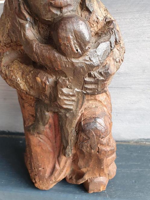 Houten Beeld: Moeder met Kind, Antiek en Kunst, Kunst | Beelden en Houtsnijwerken, Ophalen of Verzenden