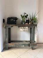 Brocante vintage werkbankje, sidetable, plantentafel, Ophalen, Gebruikt, 25 tot 50 cm, Rechthoekig