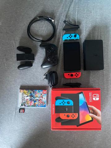 Nintendo switch OLED + procontroller + games beschikbaar voor biedingen