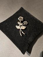 Zilveren Broche - Twee Rozen, 4 tot 7 cm, Gebruikt, Ophalen of Verzenden, Zilver