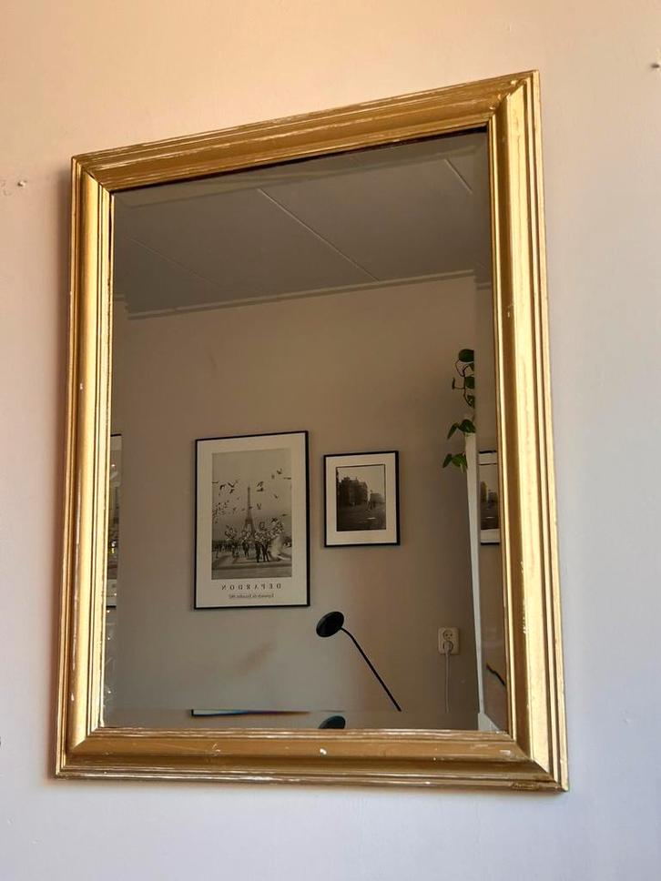 Mooie vintage / antieke spiegel - goud, Huis en Inrichting, Woonaccessoires | Spiegels, Zo goed als nieuw, 50 tot 75 cm, Minder dan 100 cm
