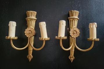 Twee vuurvergulde dubbele empire wandlampjes beschikbaar voor biedingen