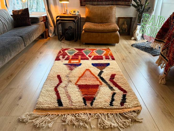 Handgeknoopt Berber tapijt – ca. 180 x 104 cm warm dik wol, Huis en Inrichting, Stoffering | Tapijten en Kleden, Zo goed als nieuw