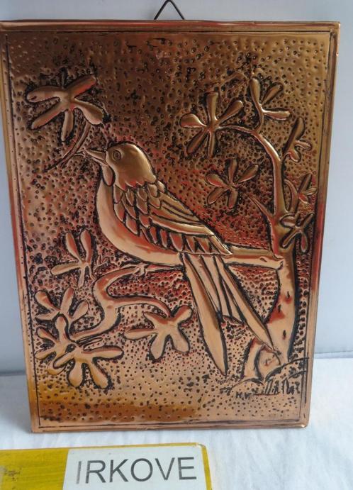 WANDECORATIE KOPER * VOGEL OP TAK * Puntgaaf *, Huis en Inrichting, Woonaccessoires | Wanddecoraties, Zo goed als nieuw, Verzenden