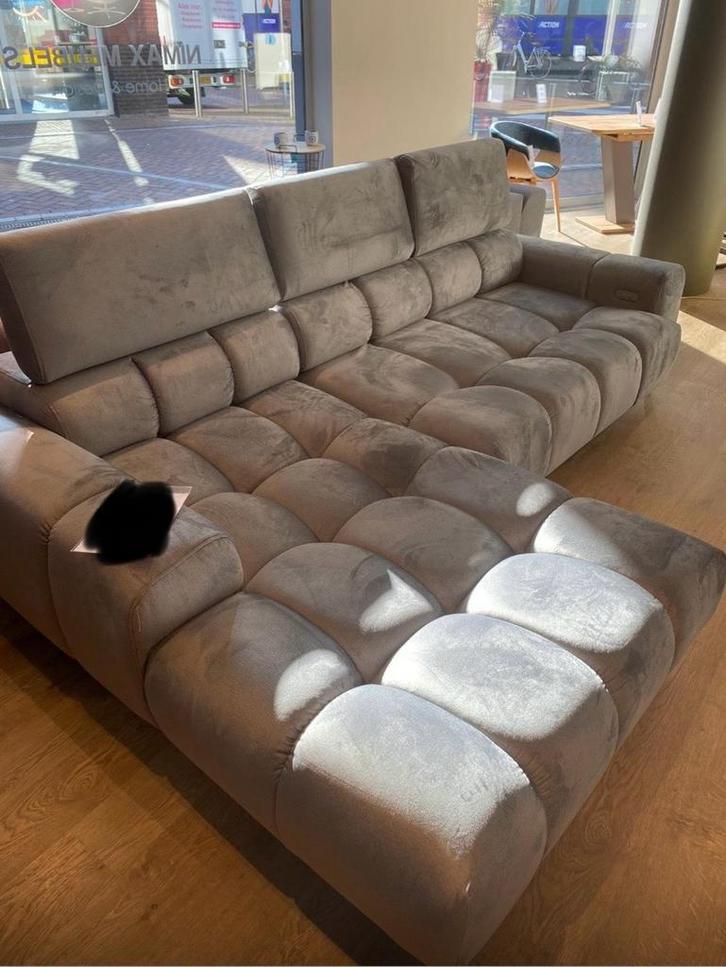 Elektrische hoekbank Plaza Mini, Huis en Inrichting, Banken | Sofa's en Chaises Longues, Gebruikt, Vierpersoons of meer, Stof