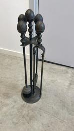 Openhaardset koper (borstel, pook, knijper, schep,, Ophalen, Vrijstaande haard, Houthaard