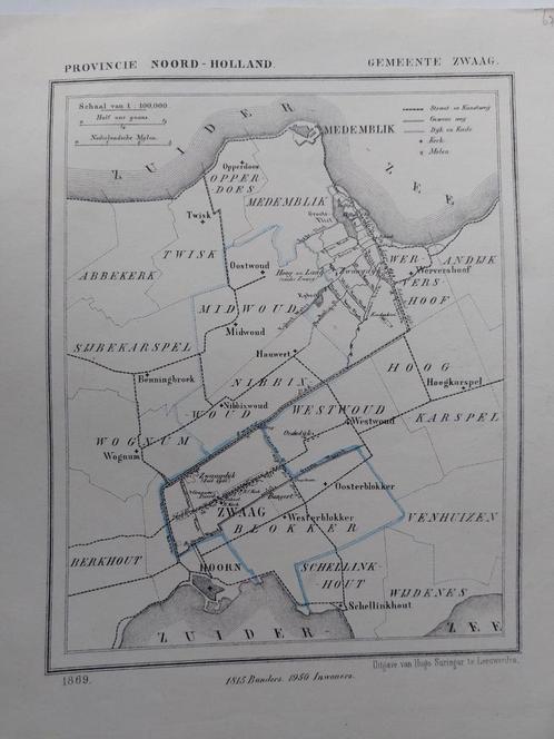 67 / Zwaag Wognum Twisk Hoogkaspel Hauwert Nibbixwoud, Antiek en Kunst, Kunst | Litho's en Zeefdrukken, Ophalen of Verzenden